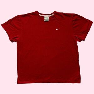 Y2K 00s Nike Swoosh Embroidered Short Sleeve Shirt Red Grey Tag Unisex XL